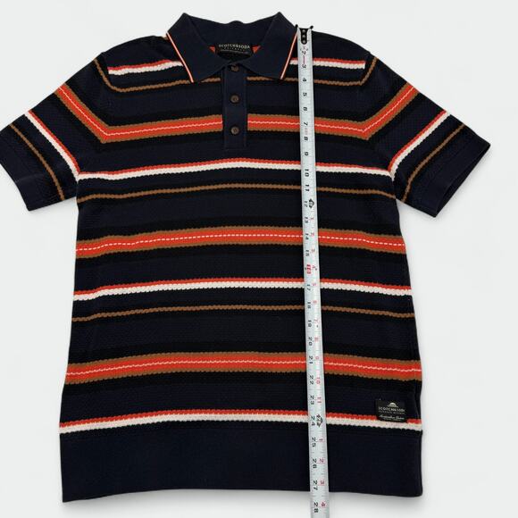 Scotch & Soda Mens M Knit Polo Shirt Multicolor Striped Cotton Short Sleeve TV - Picture 7 of 14